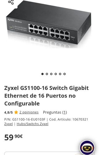 Zyxel GS1100-16 Switch Gigabit 16 Puertos No Configurable