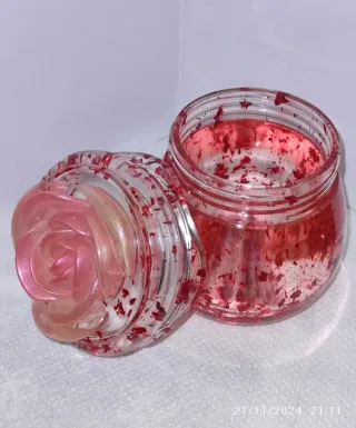 Vasetto contenitore in resina rosa
