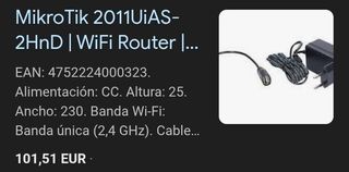 MikroTik RB2011 Router WiFi 2.4GHz 10 Puertos Gigabit