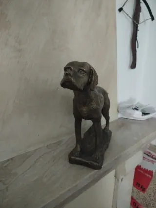 Scultura cane caccia ghisa