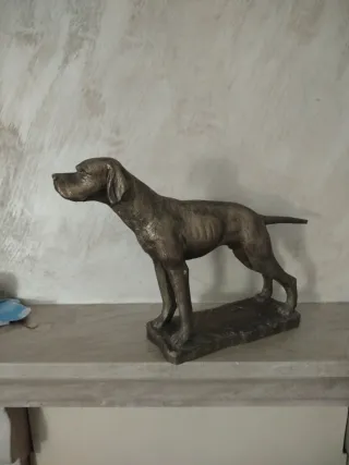 Scultura cane caccia ghisa