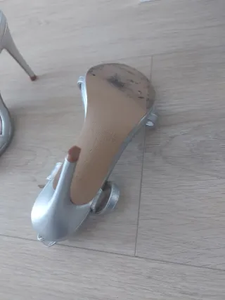 Vestido fiesta lentejuelas plateado T. S lote