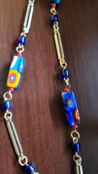 Collana Murano Vetro Millefiori Oro