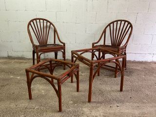 Conjunto ratán: 2 sillas y 2 mesas