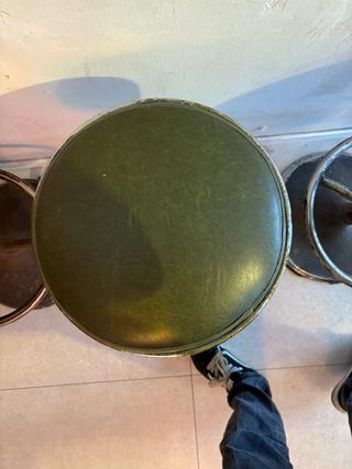 Set 3 Taburetes Vintage Piel y Metal