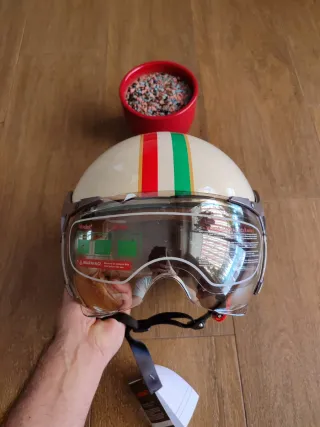 Casco Moto Jet Retro Talla L Tricolor Unisex