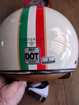 Casco Moto Jet Retro Talla L Tricolor Unisex