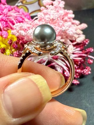 Anillo Oro Rosa Perla Río Diseño Araña