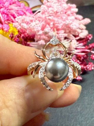 Anillo Oro Rosa Perla Río Diseño Araña