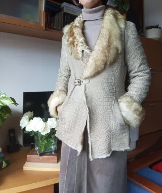 Abrigo Piel Natural Rey Golden Beige/Marrón