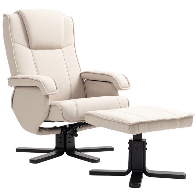 Sillón relax beige con reposapiés