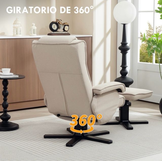Sillón relax beige con reposapiés