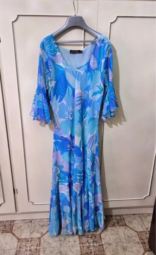 Vestito lungo floreale blu e viola