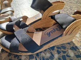 Sandalias cuña negras talla 38