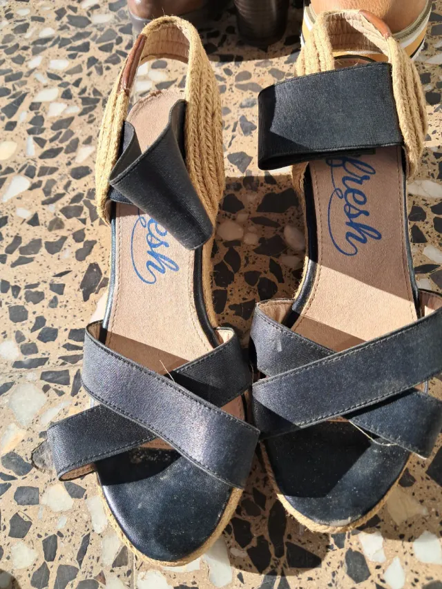 Sandalias cuña negras talla 38