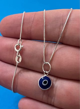 Collar Ojo Turco Azul Plata