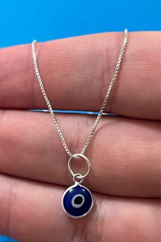 Collar Ojo Turco Azul Plata