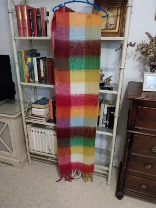 Bufanda cuadros grandes multicolor. 40x218 cm