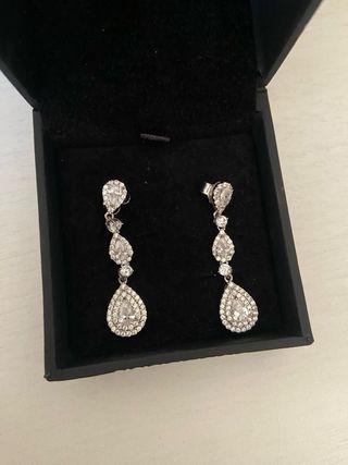 Pendientes plata y brillantes