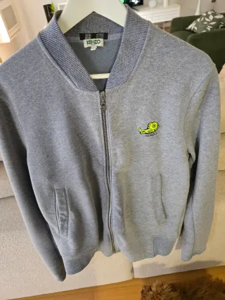 Sudadera Kenzo Gris con Logo Verde Talla M