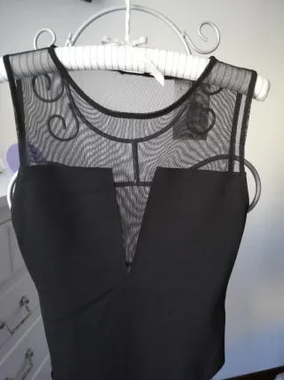 Body negro crepe y tul Zara