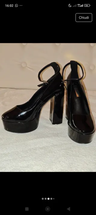 Scarpe con tacco e plateau nero lucido