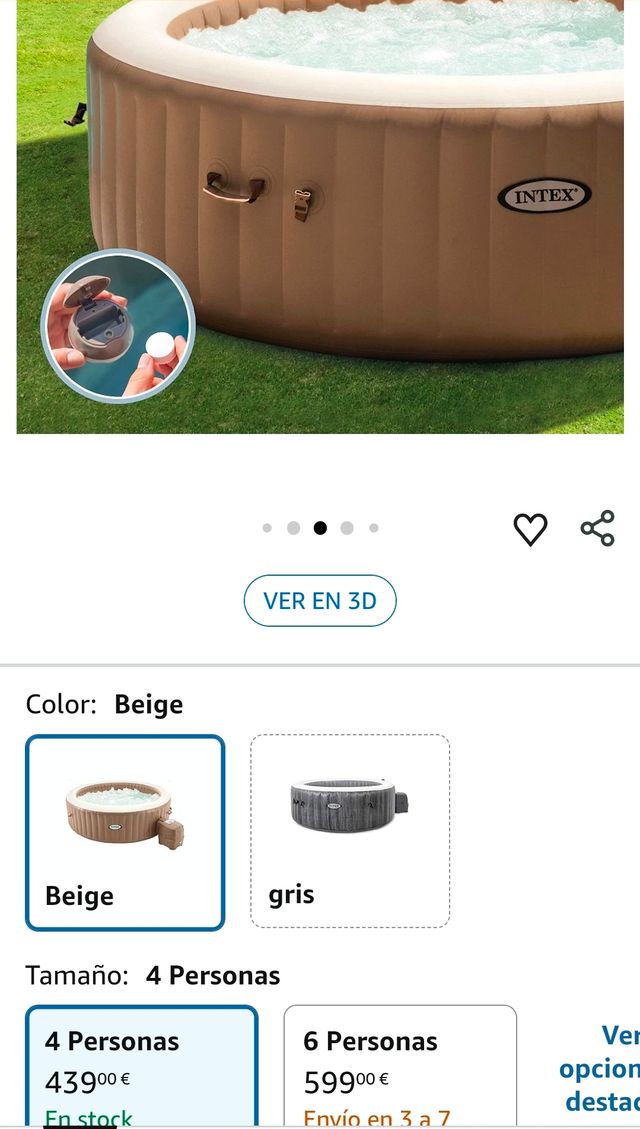 Intex 28426EX Spa hinchable, Beige, 4 Personas