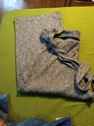 Pantalón palazzo gris jaspeado