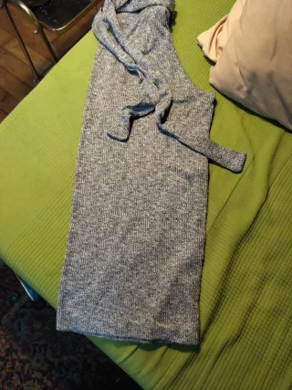 Pantalón palazzo gris jaspeado