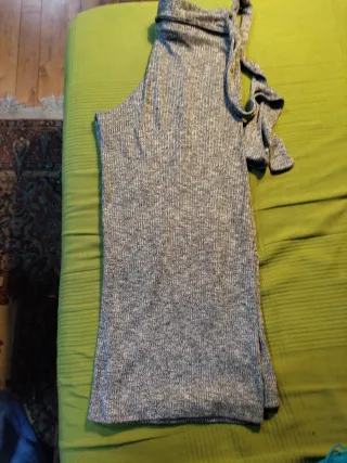 Pantalón palazzo gris jaspeado