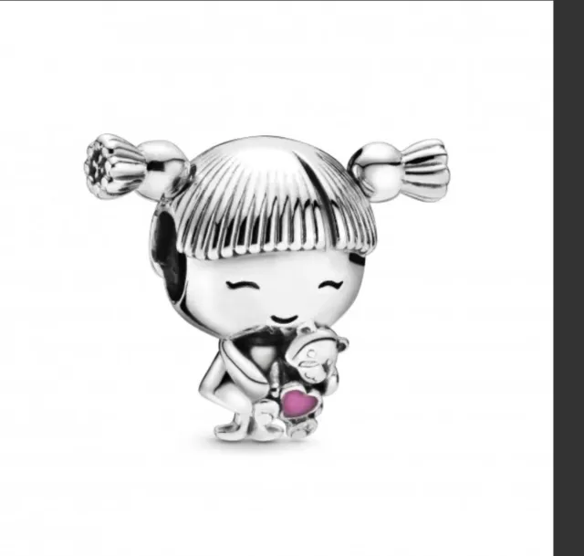Charm Pandora Niña con Osito Rosa