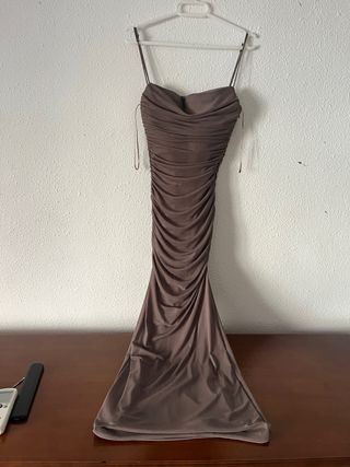 Vestido Zara gris drapeado