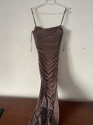Vestido Zara gris drapeado