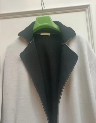 Abrigo punto talla única beige/negro