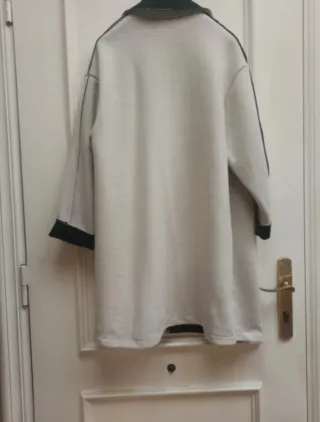 Abrigo punto talla única beige/negro