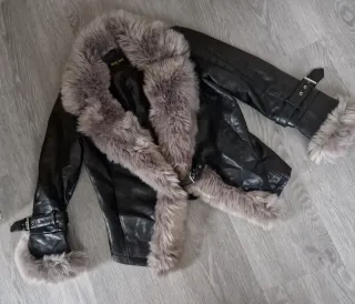 Cazadora Wild Side cuero sintético Negra con Borre