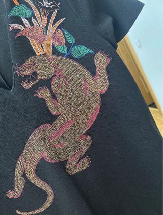 Vestido Zara Negro Bordado Pantera