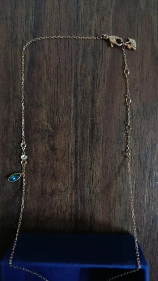 Collar Swarovski Hamsa Oro Rosa Azul