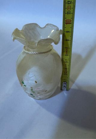 Mini vaso vetro satinato decorato a mano
