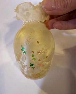 Mini vaso vetro satinato decorato a mano