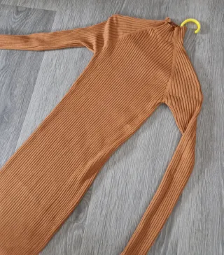 Vestido mujer naranja de canalé
