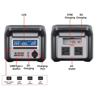 Batería solar portátil + panel solar 1000W