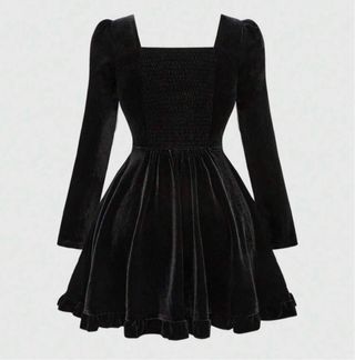 Vestido Negro Terciopelo Corazón