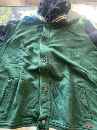 Sudadera Campus Verde y Azul con capucha