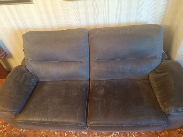 2 sofás de 150 cada uno de ante marrón y gris