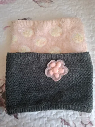 Bufandas para niña (gris y rosa)