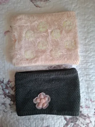Bufandas para niña (gris y rosa)