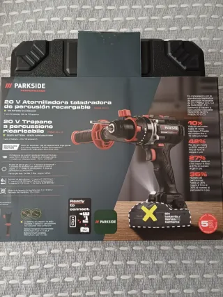 Kit Taladro Percutor Parkside Performance 20V