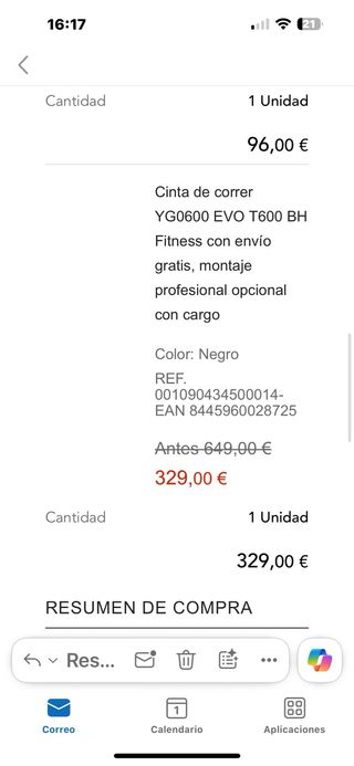 Cinta de correr YG0600 EVO T600 BH