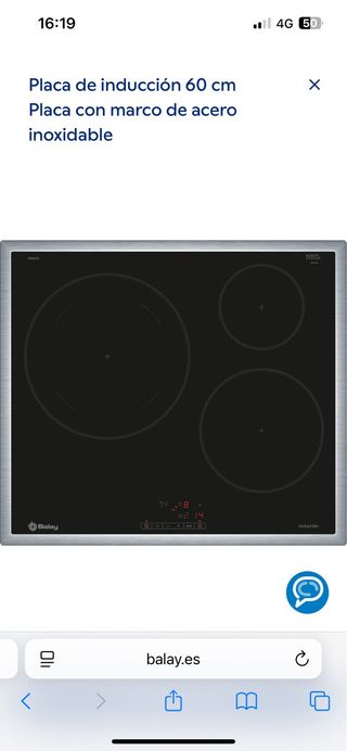 Placa de inducción Balay 3EB865XR 60cm Acero Inox